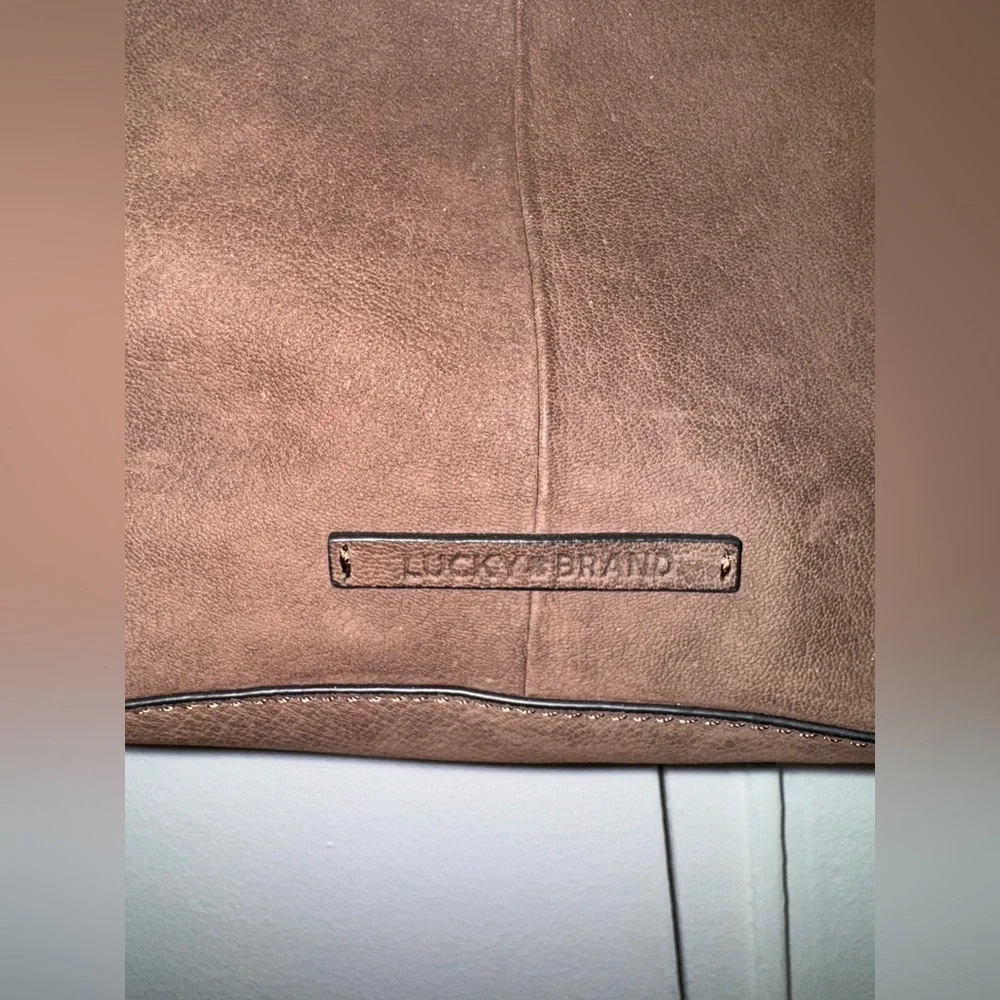 Y2K Lucky Brand Suede Chocolate Brown Hobo Bag with Tassel - Picture 4 of 6